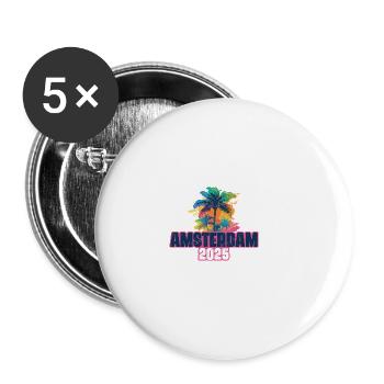 Amsterdam 2025 Holiday Palm Trees - Buttons large 2.2''/56 mm (5-pack) - white - Front