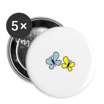 papillons 02 - Lot de 5 grands badges (56 mm) - blanc - Devant