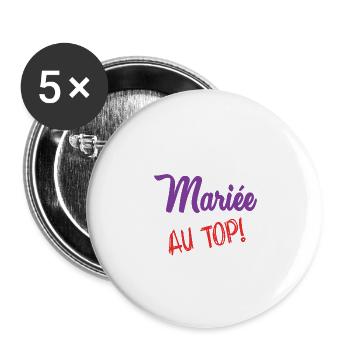 EVJF. MARIEE. TEAM. TEAM MARIEE. FUTURE MARIEE - Lot de 5 grands badges (56 mm) - blanc - Devant
