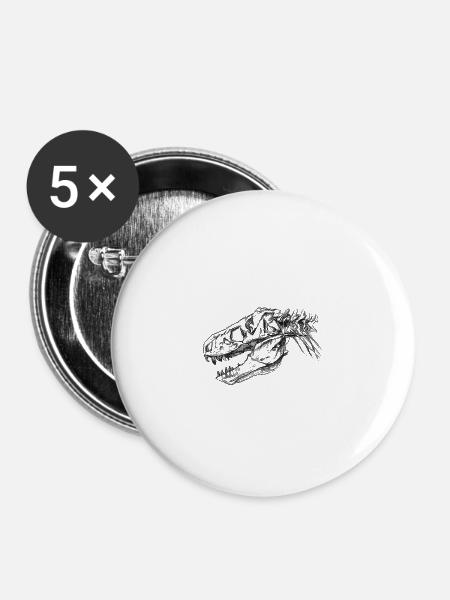 T-Rex - Buttons groß 56 mm (5er Pack) - Weiß