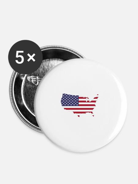 Amerikanische Flagge - Buttons groß 56 mm (5er Pack) - Weiß