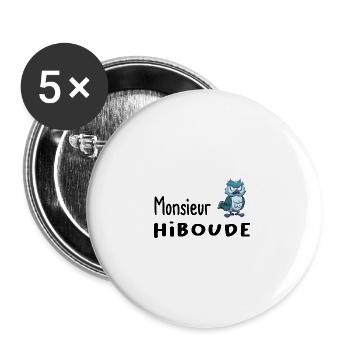 Monsieur hiboude - Lot de 5 grands badges (56 mm) - blanc - Devant