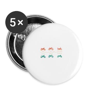 Verschiedene Enduro Motocross Motorrad Typen - Buttons groß 56 mm (5er Pack) - Weiß - Vorne