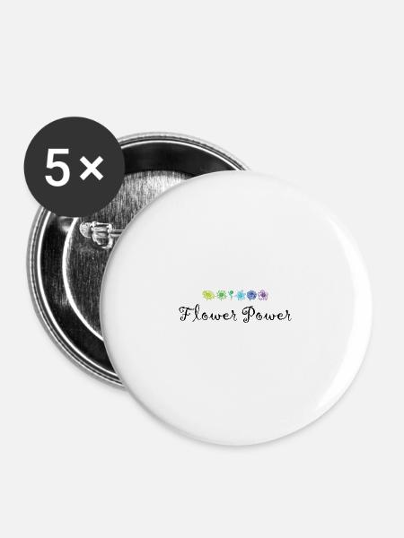 Flower Power - Buttons groß 56 mm (5er Pack) - Weiß