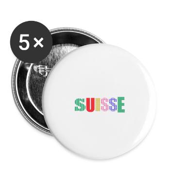 SUISSE - Lot de 5 grands badges (56 mm) - blanc - Devant