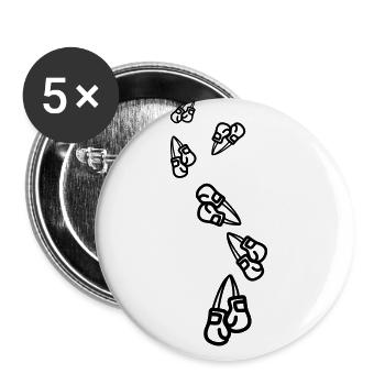 Boxen Boxhandschuhe Symbol - Buttons groß 56 mm (5er Pack) - Weiß - Vorne