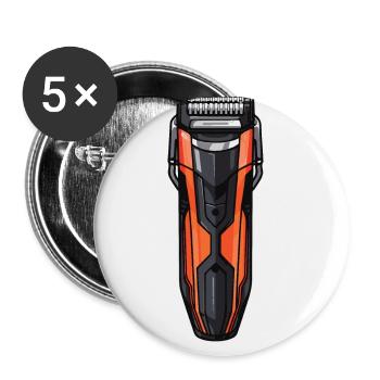Tondeuse à cheveux Coiffeur - Lot de 5 grands badges (56 mm) - blanc - Devant