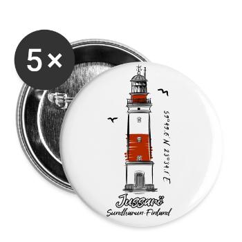JUSSARÖ LEUCHTTURM Marine Textilien und Geschenke - Buttons groß 56 mm (5er Pack) - Weiß - Vorne