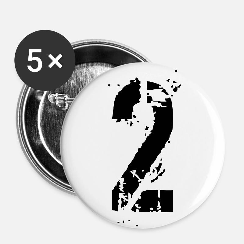 2 Number 2 years - Buttons large 2.2''/56 mm (5-pack) - white