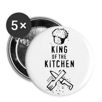 King of the Kitchen cook Koch - Buttons groß 56 mm (5er Pack) - Weiß - Vorne