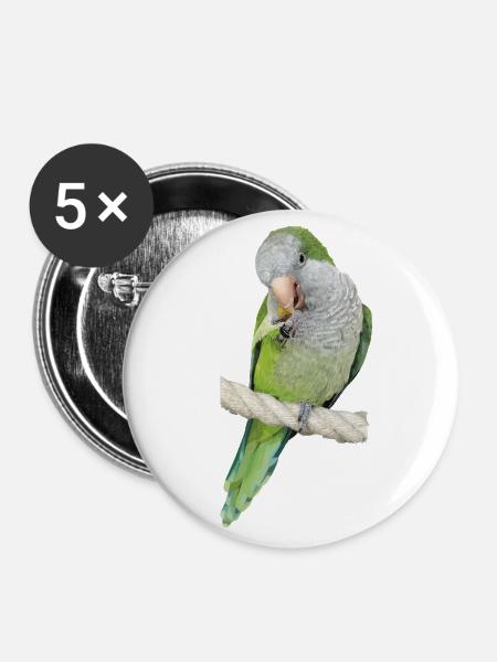 Argentinischer Sittich - Buttons groß 56 mm (5er Pack) - Weiß