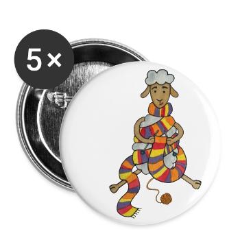 Cute Sheep Knitting Crochet Wool - Buttons large 2.2''/56 mm (5-pack) - white - Front