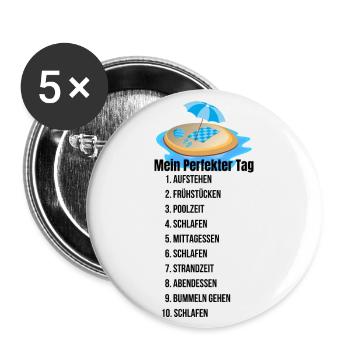 Mein Perfekter Tag mit Urlaubsmotiv - Buttons groß 56 mm (5er Pack) - Weiß - Vorne