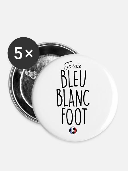 BLAUER WEISSER FUSS - Buttons groß 56 mm (5er Pack) - Weiß