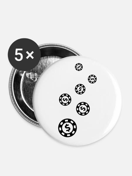 Poker Chip Icon - Buttons groß 56 mm (5er Pack) - Weiß