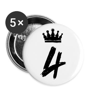 Couronne à 4 chiffres - Lot de 5 grands badges (56 mm) - blanc - Devant