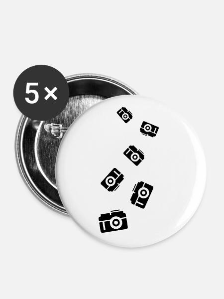 Kamera Silhouette icon - Buttons groß 56 mm (5er Pack) - Weiß
