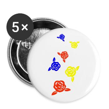 Symbole de la rose - Lot de 5 grands badges (56 mm) - blanc - Devant