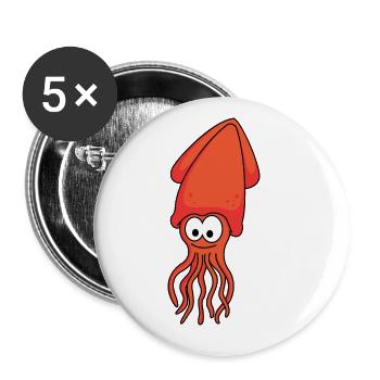 Squid Comic Animal - Buttons large 2.2''/56 mm (5-pack) - white - Front
