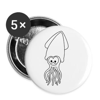 Squid Comic Animal - Buttons large 2.2''/56 mm (5-pack) - white - Front