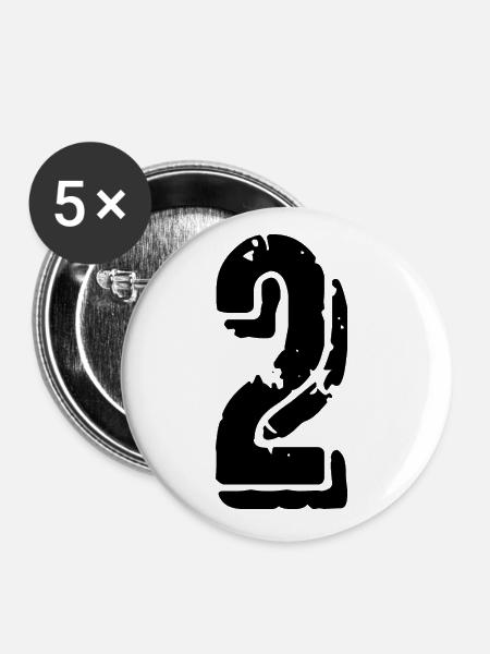2 Zahl Trikot - Buttons groß 56 mm (5er Pack) - Weiß