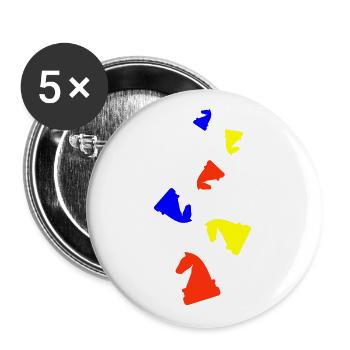 Pferd Schachfigur - Buttons groß 56 mm (5er Pack) - Weiß - Vorne