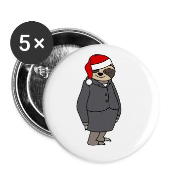 Sloth Woman Bureau Chapeau de Noël Père Noël - Lot de 5 grands badges (56 mm) - blanc - Devant