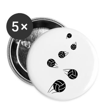 Volleyball symbol - Buttons large 2.2''/56 mm (5-pack) - white - Front