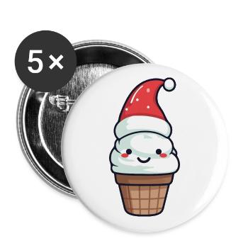 Eis Weihnachten Lecker - Buttons groß 56 mm (5er Pack) - Weiß - Vorne