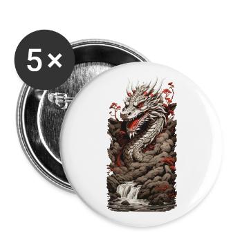 Chinese Dragon in Ukiyo-E Art Landscape - Buttons large 2.2''/56 mm (5-pack) - white - Front