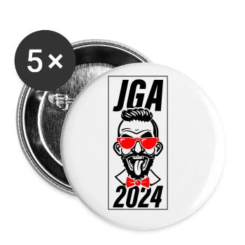 Enterrement de vie de garçon 2024 - Lot de 5 grands badges (56 mm) - blanc - Devant