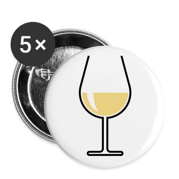 XWeißweinglas Bauchig Offen (Weißwein / Wein / 2C) - Buttons groß 56 mm (5er Pack) - Weiß - Vorne