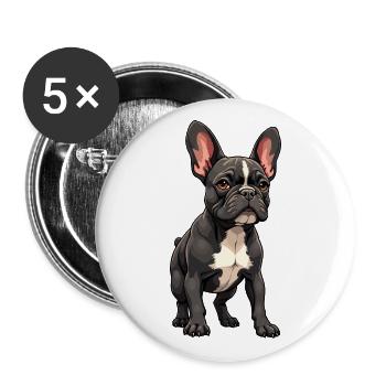Französische Bulldogge, French Bulldog Bouledogue - Buttons large 2.2''/56 mm (5-pack) - white - Front