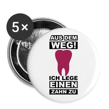 Zahn zulegen - Buttons groß 56 mm (5er Pack) - Weiß - Vorne