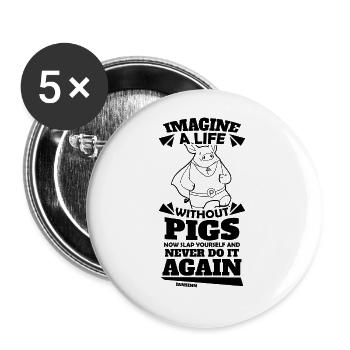 Pig Pig PigLet Sow Pigs Gift - Buttons large 2.2''/56 mm (5-pack) - white - Front