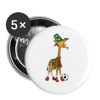 Giraffen Fan Brasilien - Buttons groß 56 mm (5er Pack) - Weiß - Vorne