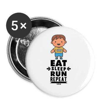 Enfant jogging course à pied sports de course - Lot de 5 grands badges (56 mm) - blanc - Devant
