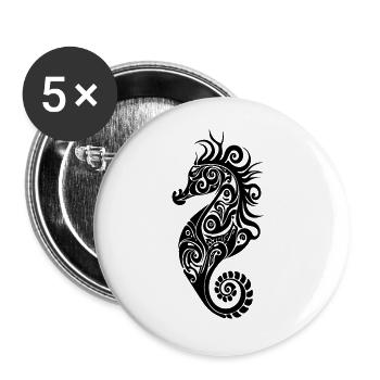 Kleines Niedliches Vintage Seepferdchen - Buttons groß 56 mm (5er Pack) - Weiß - Vorne