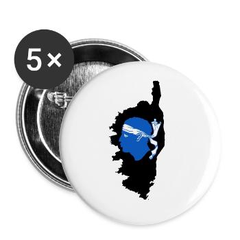 Corse France avec tête de pirate Corse - Lot de 5 grands badges (56 mm) - blanc - Devant