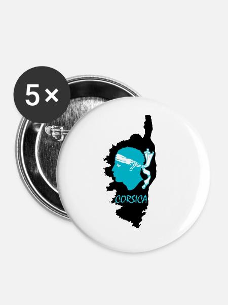 Corsica Insel Frankreich mit Piratenkopf Korsika - Buttons groß 56 mm (5er Pack) - Weiß