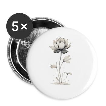 Lotusblüte Wasserlilie - Buttons groß 56 mm (5er Pack) - Weiß - Vorne