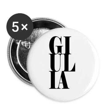 Giulia Nom Prénom Police moderne Word Art - Lot de 5 grands badges (56 mm) - blanc - Devant