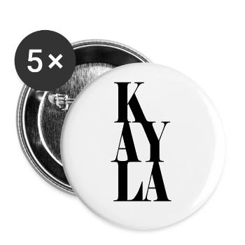 Kayla Nom Prénom Police moderne Word Art - Lot de 5 grands badges (56 mm) - blanc - Devant