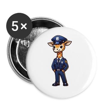 Cute Giraffe Police Officer - Buttons large 2.2''/56 mm (5-pack) - white - Front