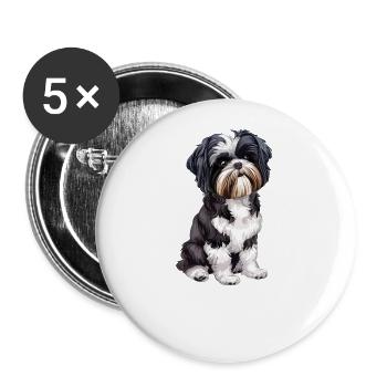 Shih Tzu - Buttons groß 56 mm (5er Pack) - Weiß - Vorne