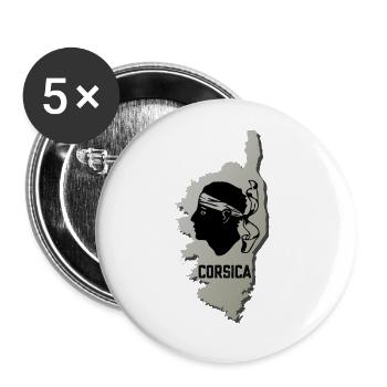 Korsika Landkarte die Insel Corsica Frankreich - Buttons groß 56 mm (5er Pack) - Weiß - Vorne