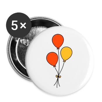 Luftballons dreifarbig - Buttons groß 56 mm (5er Pack) - Weiß - Vorne