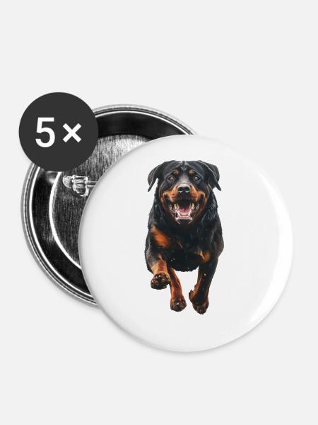 Rottweiler - Buttons groß 56 mm (5er Pack) - Weiß