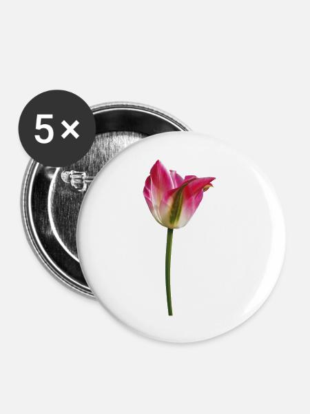 Tulpe im Frühling - Buttons groß 56 mm (5er Pack) - Weiß