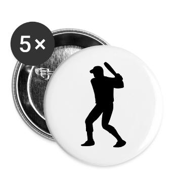 Baseball-Player - Buttons groß 56 mm (5er Pack) - Weiß - Vorne